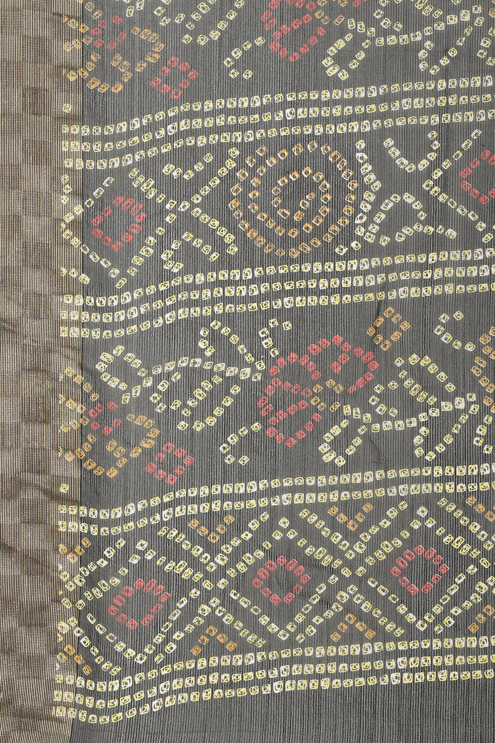 Black Color Chiffon Bandhani Printed Saree
