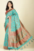 Teal Silk Madhubani Woven Saree