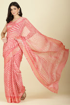 Pink Color Chiffon Leheriya Printed Saree