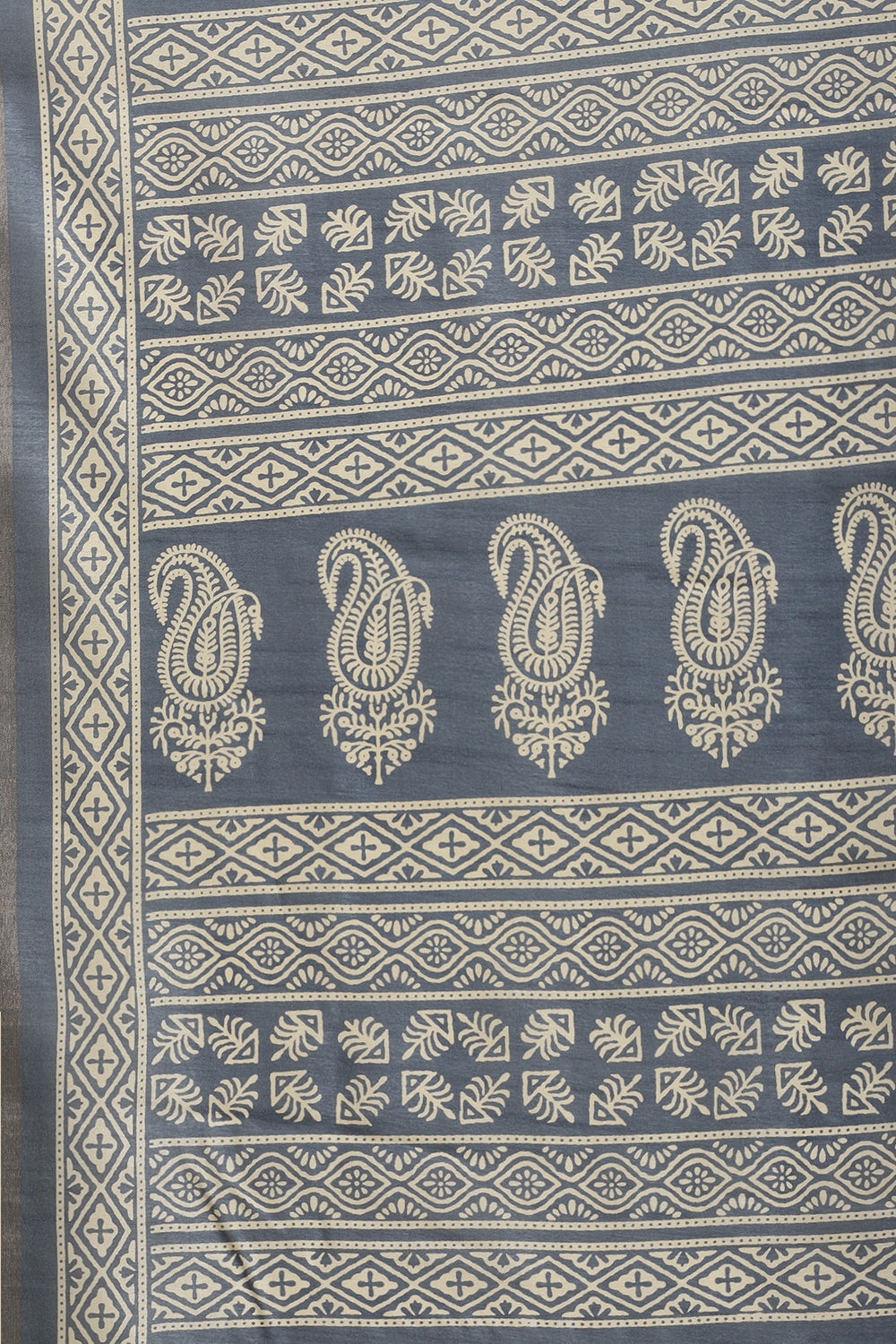 Blue Color Cotton Silk Boota Printed And Zari Woven Saree
