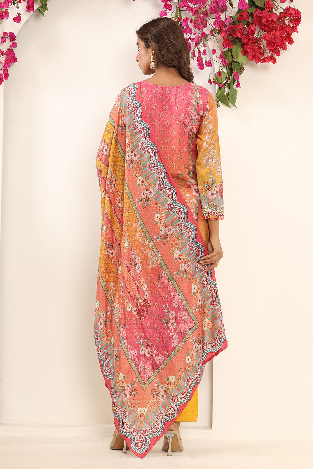 Mustard Color Muslin Printed Suit