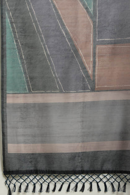 Teal Organza Cotton Printed Saree