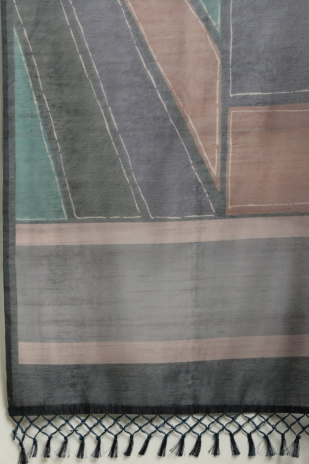 Teal Organza Cotton Printed Saree