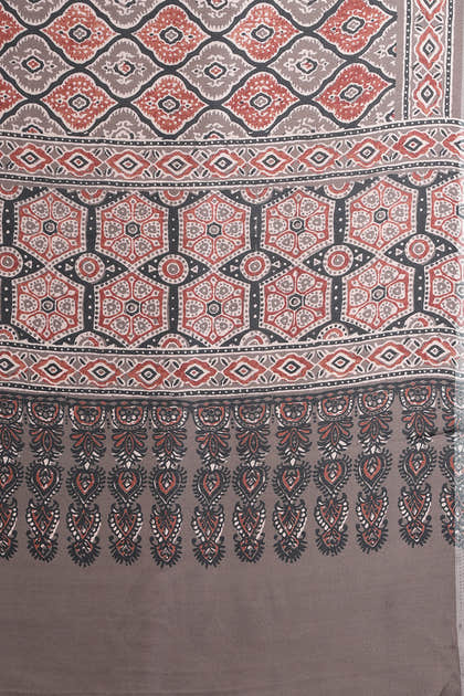 Brown Crepe Printed Saree