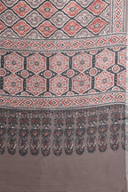 Brown Crepe Printed Saree