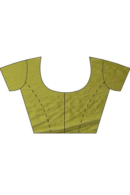 Olive Green  Chiffon Floral Zari Border & Floral Printed Saree