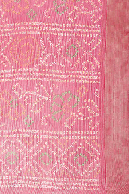 Magenta Pink Color Chiffon Bandhani Printed Saree
