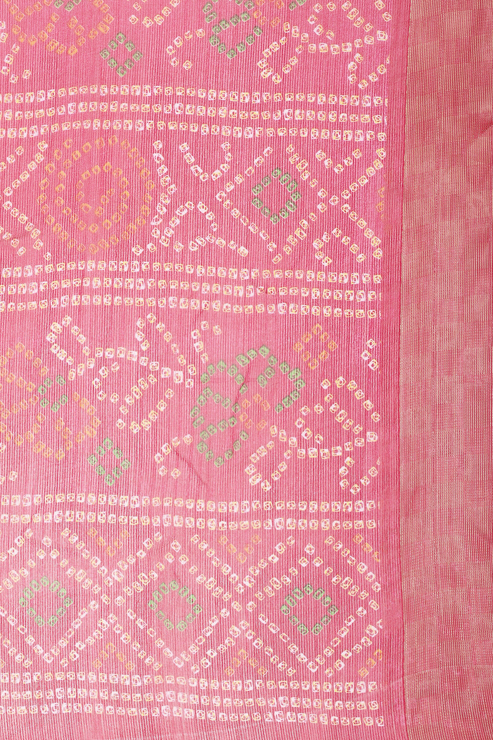 Magenta Pink Color Chiffon Bandhani Printed Saree