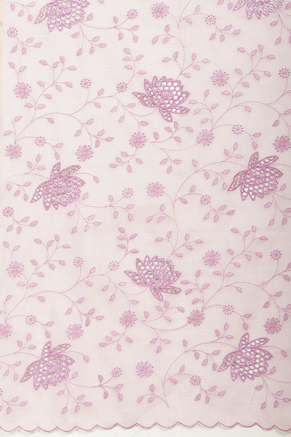 Lavender Floral Resham Embroidered Cotton Saree