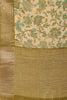Beige & Olive Green Cotton Silk Floral Printed Saree