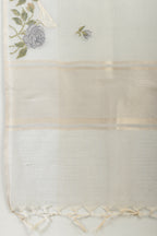 Grey Kota Cotton Floral Resham Embroidered And Zari Woven Saree