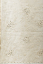Cream Floral Resham Embroidered Cotton Saree