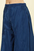 Blue Crepe Silk Emboridered Crop-Top With Palazzo Indo-Western Co-ord Set