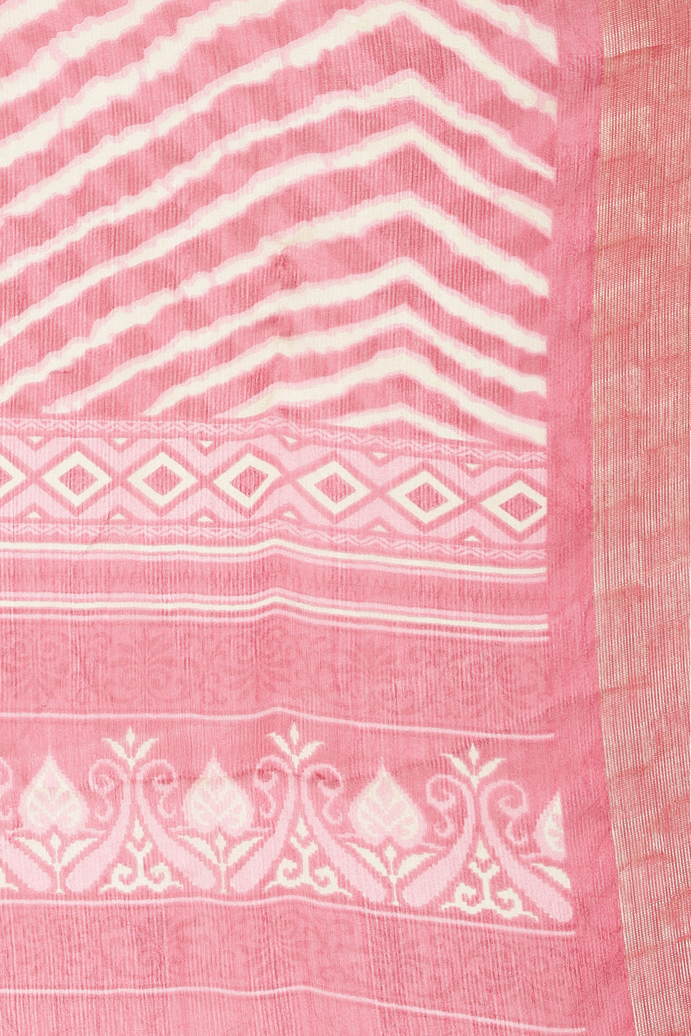 Coral Color Chiffon Leheriya Printed Saree