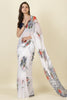White Georgette Floral Printed Saree