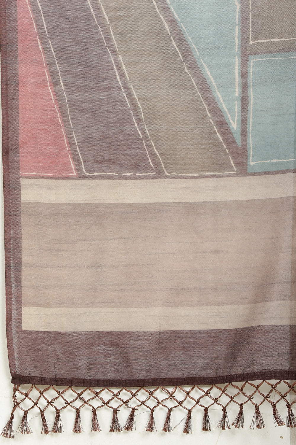 Brown Organza Cotton Printed Saree