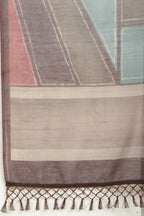 Brown Organza Cotton Printed Saree