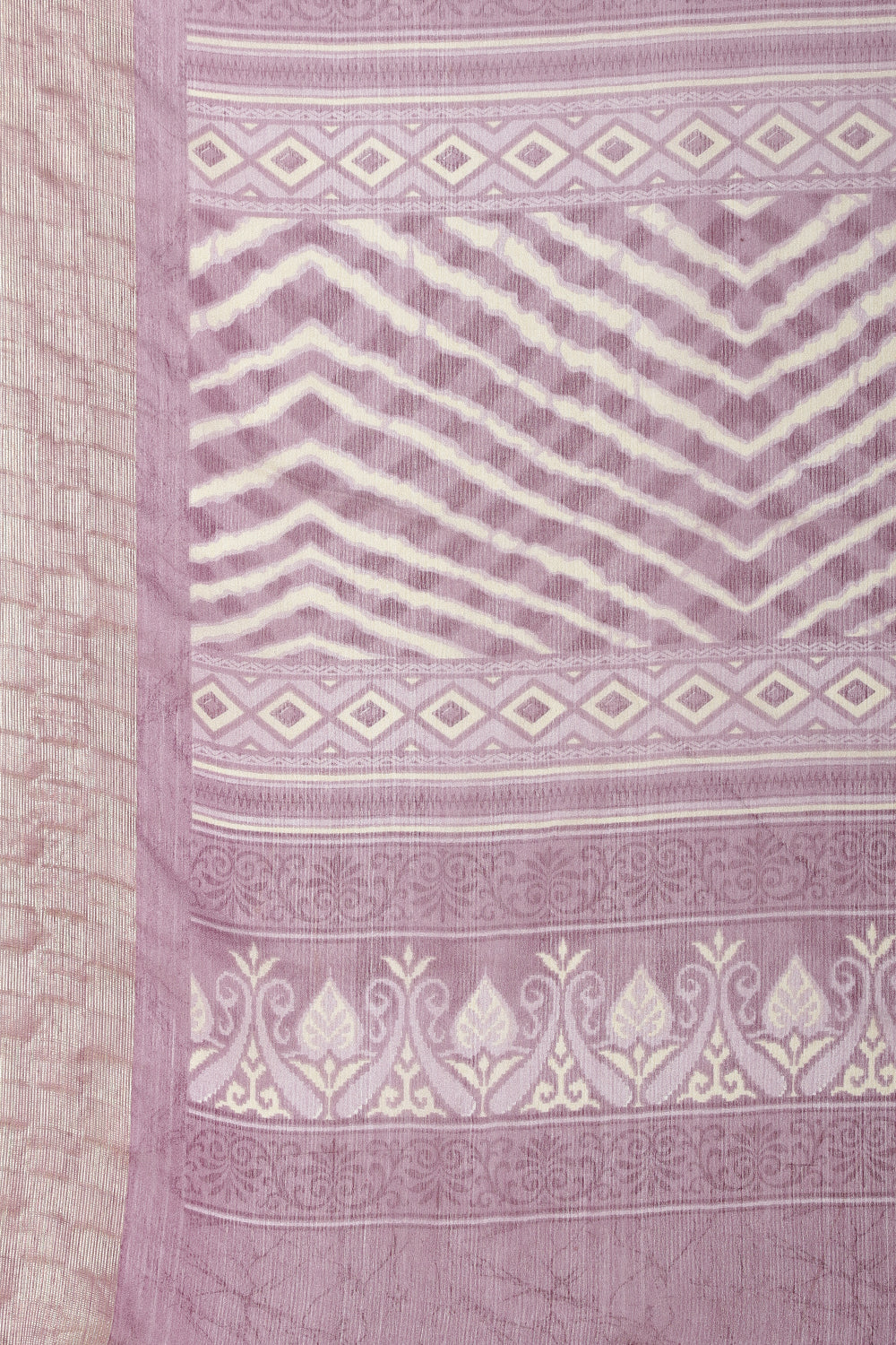 Dusky Purple Color Chiffon Leheriya Printed Saree