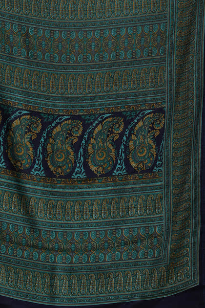 Navy Crepe Printed Saree