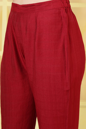 Maroon Floral Printed Cotton Suit Set