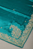 Firozi Colr Pure Satin Crepe Saree with Zardozi Handwork