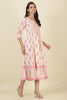 Cream & Pink Cotton Printed (Peonies) Anarkali Kurti