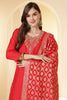 Red Color Silk Neck Embroidered Suit Set