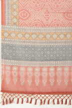 Rust Bandhani Printed Cotton Saree