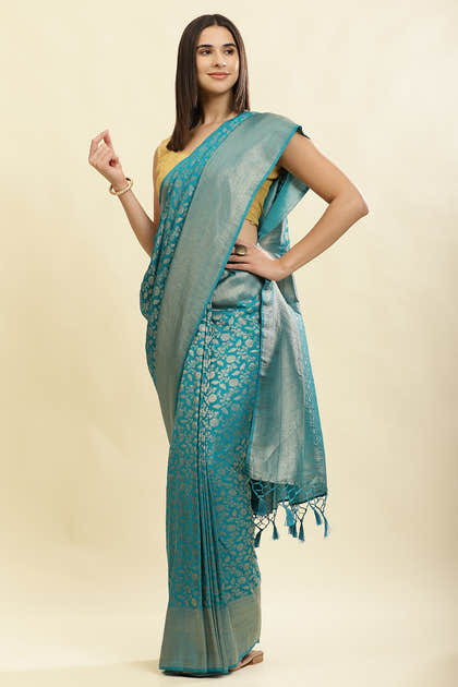 Eastern Blue Lightweight Banarasi Silk Weaving Saree