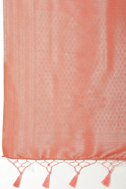 Dark Peach Colour Soft Silk Leheria Zari Woven Saree