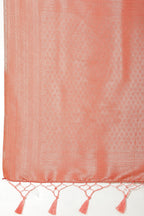 Dark Peach Colour Soft Silk Leheria Zari Woven Saree