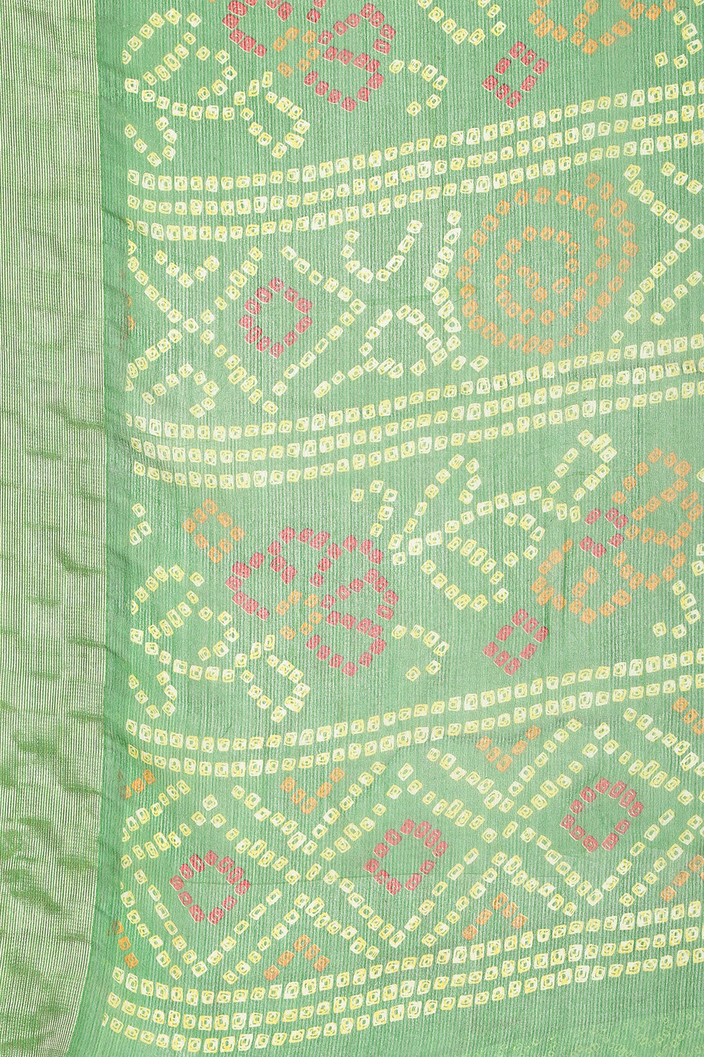 Muted Green Color Chiffon Bandhani Printed Saree