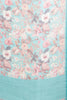 Turquoise Floral Printed Chiffon Saree