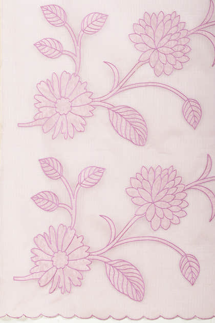 Lavender Cotton Floral Resham Embroidered Saree