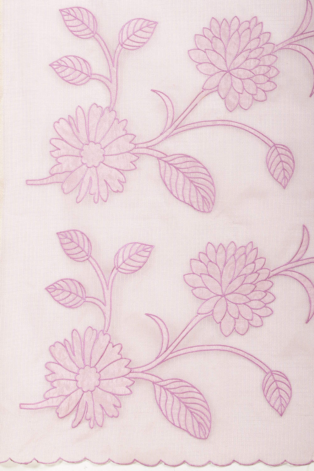 Lavender Cotton Floral Resham Embroidered Saree