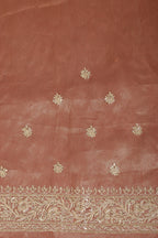 Copper Gold Pure Tissue Silk Saree with Aari & Zardozi Handwork