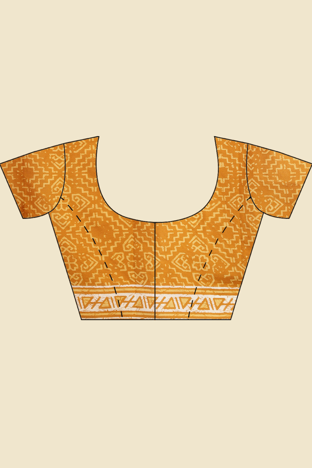 Mustard Cotton Dhabu Printed Saree