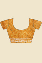 Mustard Cotton Dhabu Printed Saree