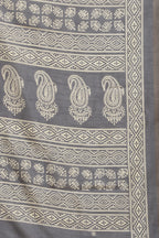 Grey Color Cotton Silk Boota Printed And Zari Woven Saree
