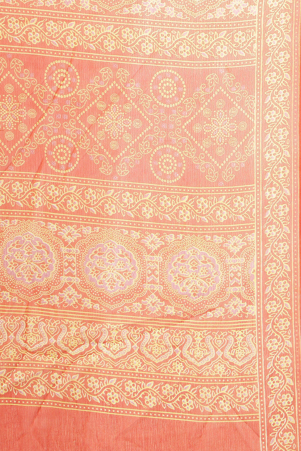 Orange Georgette Bandhani Printed Saree