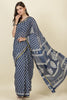 Indigo Blue Cotton Block Printed Saree