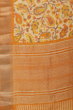 Mustard & Beige Cotton Silk Floral Boota Printed Saree