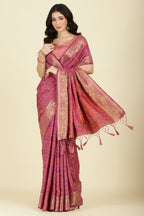 Mauve Color Tussar Woven Silk Saree