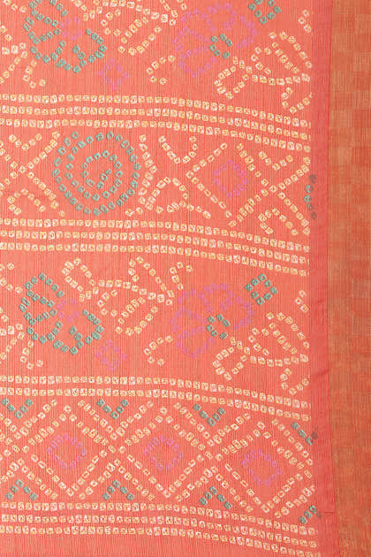 Orange Color Chiffon Bandhani Printed Saree