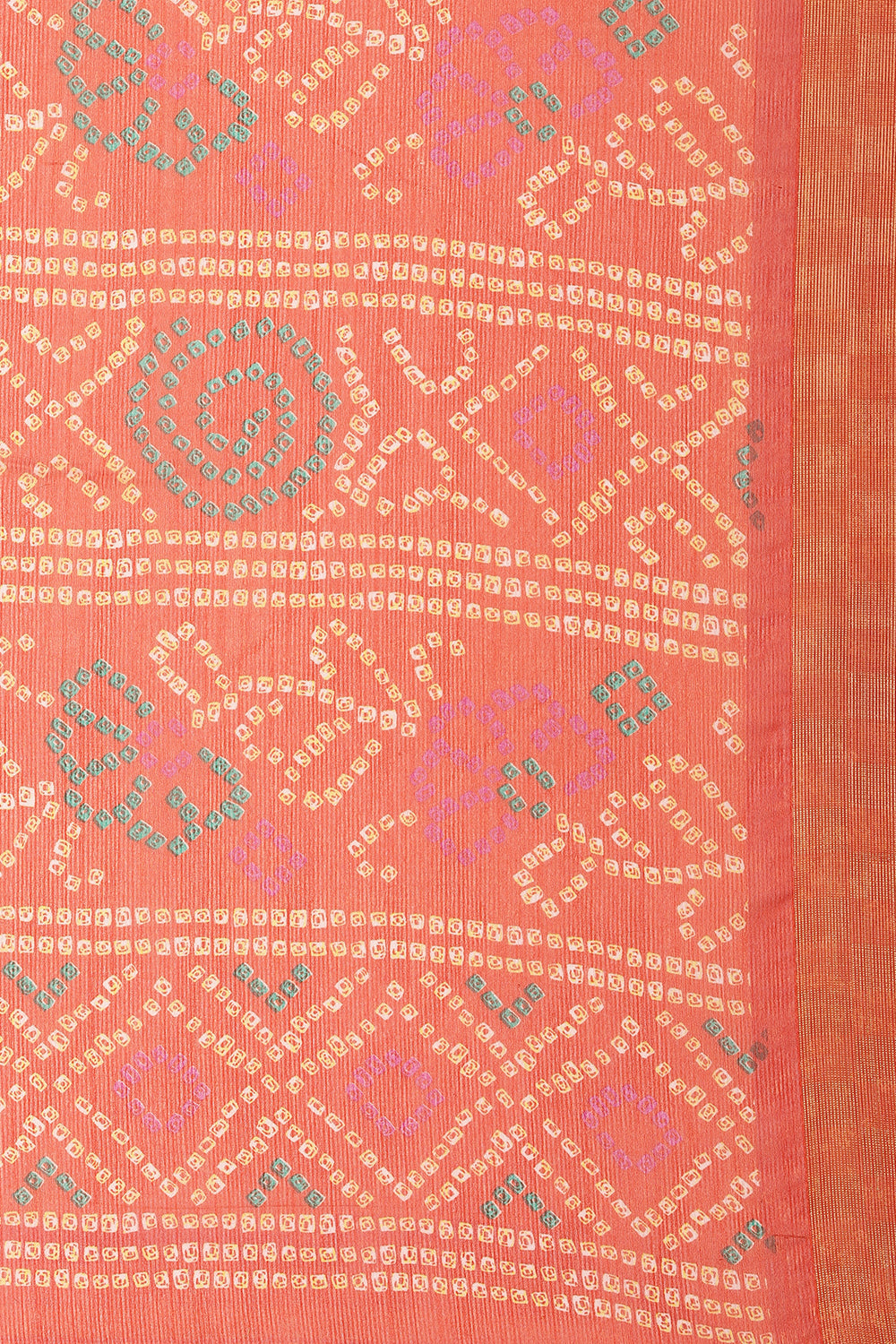 Orange Color Chiffon Bandhani Printed Saree