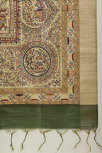 Green Color Cotton Silk Madhubani Print Saree