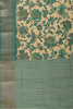 Beige & Teal Cotton Silk Floral Printed Saree