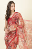Red Floral Printed Chiffon Saree