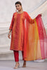 Coral Color Embroidered Silk Unstitched Suit Fabric