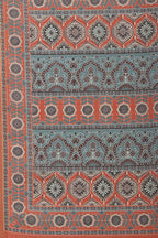 Rust Ajrakh Block Printed Cotton Saree